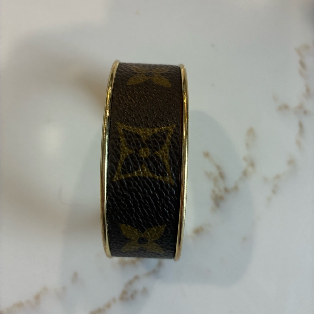 Louis Vuitton repurposed leather cuff bracelet